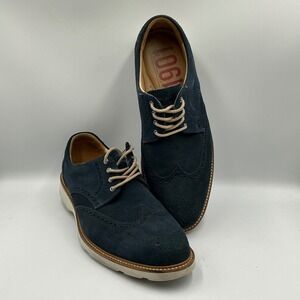 Nordstrom 1901 Navy Blue Suede Wingtip Mens Dress Shoes Lace Up Casual Sz 11.5